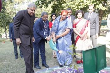 Hon"ble Vice President of India Shri, Jagdeep Dhankhar and his wife Dr.(Smt.) Sudesh Dhankhar , Lt. Gen.Gurmit Singh, Hon"ble Governor of Uttarakhand Planted Sapling at FRI on 27th October., 2023